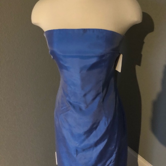 NWT Lawrence Variazioni Iridescent Blue Satin Strapless Long Gown - Picture 8 of 16